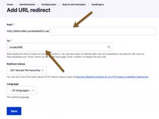 Skärmdump - URL Redirects